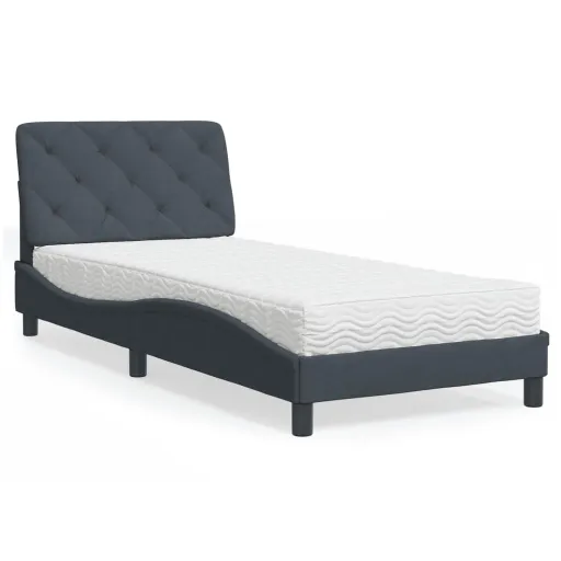 Cama com Colchão 90x190 cm Veludo Cinzento-Escuro