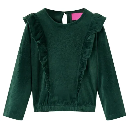 Blusa para Criança com Folhos Verde-Escuro 128