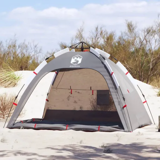 Tenda Praia 2 Pessoas Libertação Rápida Impermeável Cinzento