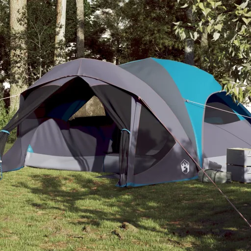 Tenda Familiar Estilo Cabana para 6 Pessoas Impermeável Azul