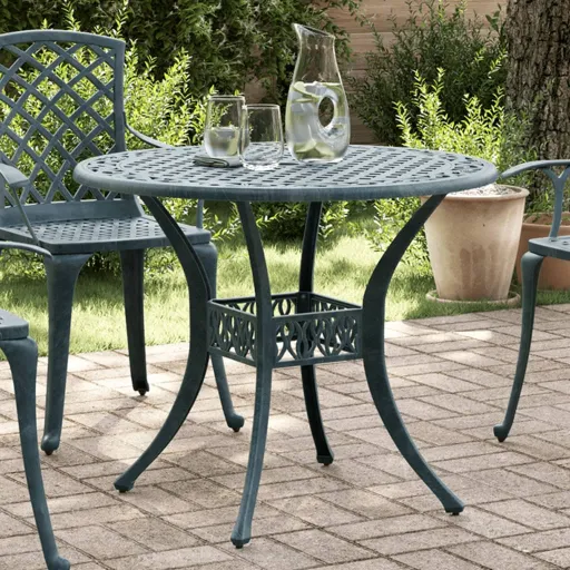 Mesa de Jardim Ø90x75 cm Alumínio Fundido Verde