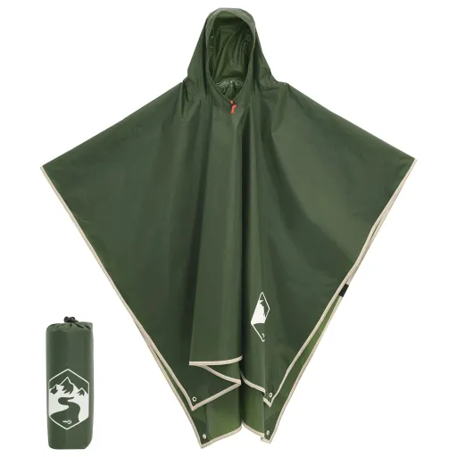 Poncho de Chuva com Capuz Design 2 em 1 223x145 cm Verde