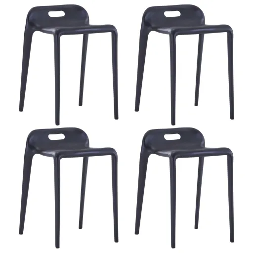 Bancos Empilháveis   Plástico Preto (4 pcs)