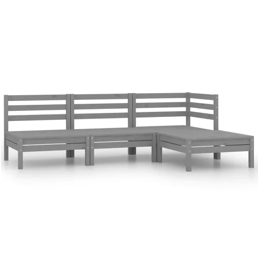 Conjunto Lounge de Jardim Pinho Maciço Cinzento (4 pcs)