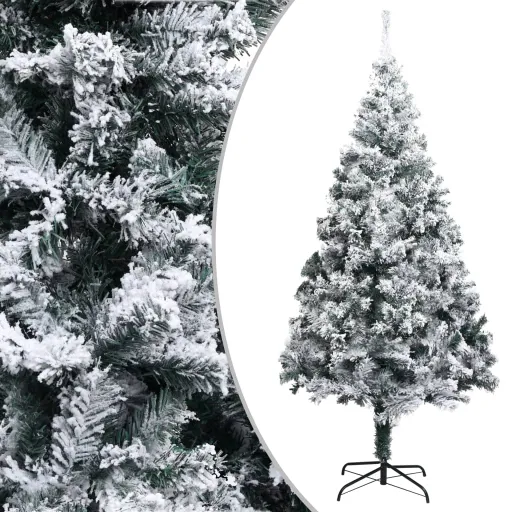 Árvore de Natal Artificial c/ Flocos de Neve 240 cm PVC Verde