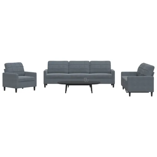 Conjunto de Sofás com Almofadões Veludo Cinzento-Escuro (4 pcs)