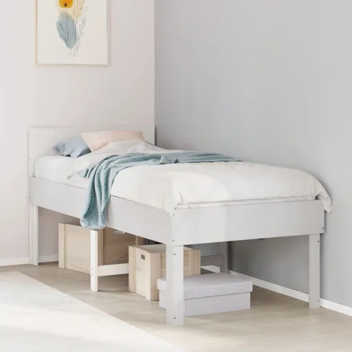 Cama Sem Colchão 90x190 cm Madeira de Pinho Maciça Branco