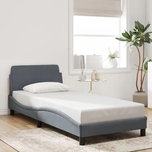 Estrutura de Cama Sem Colchão 90x190 cm Veludo Cinzento-Escuro