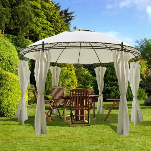 Gazebo/Tenda de Jardim com Cortinas, 3,5 x 2,7 m