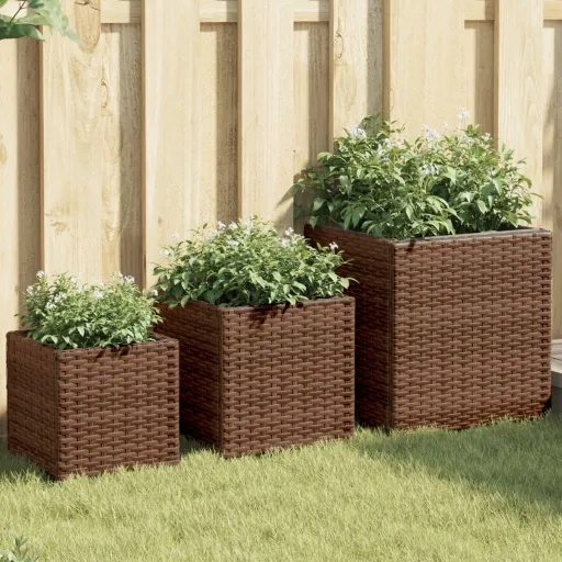 Vasos de Jardim   Vime PE Castanho (3 pcs)