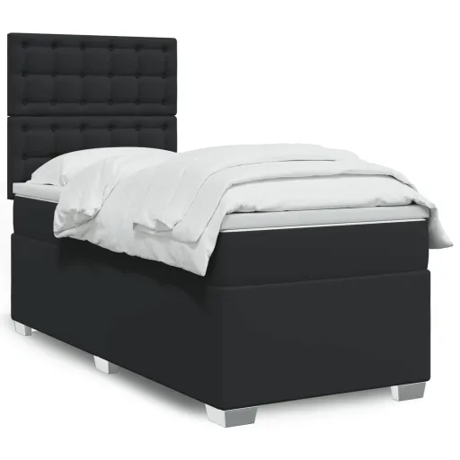 Cama Box Spring com Colchão Solteiro Couro Artificial Preto