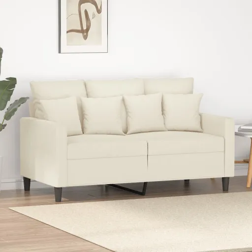 Sofá de 2 Lugares Veludo 120 cm Cor Creme