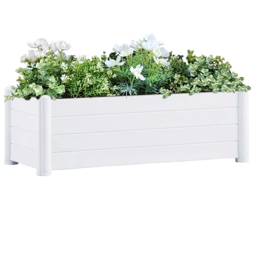 Canteiro Elevado para Jardim PP 100x43x35 cm Branco