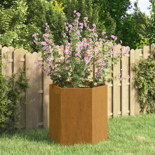 Vaso/Floreira 40x40x45 cm Aço Corten Cor Enferrujado