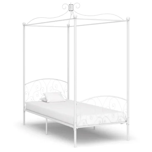 Estrutura de Cama com Dossel 100x200 cm Metal Branco