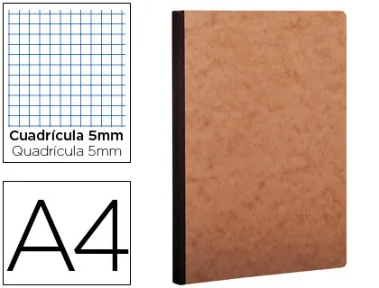 Bloco de Notas Capa Cartolina Din A4 Quadriculado 5 mm 96 Folhas Cor Kraft