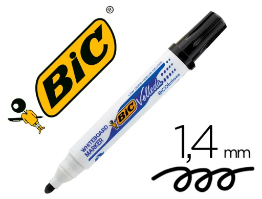 Marcador Bic Velleda para Quadro Branco Cor Preto Ponta Redonda 1,3 mm