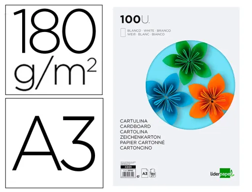 Cartolina 180 gr 100 Folhas Din A3 Branco