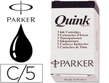 Tinta Parker Quink Preta - Caixa de 5 Cartuchos