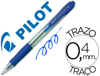 Esferografica Pilot Super Grip Azul -Retratil -com Grip-Tinta Base de Oleo