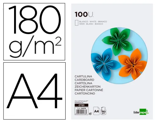 Cartolina 180 gr 100 Folhas Din A4 Branco