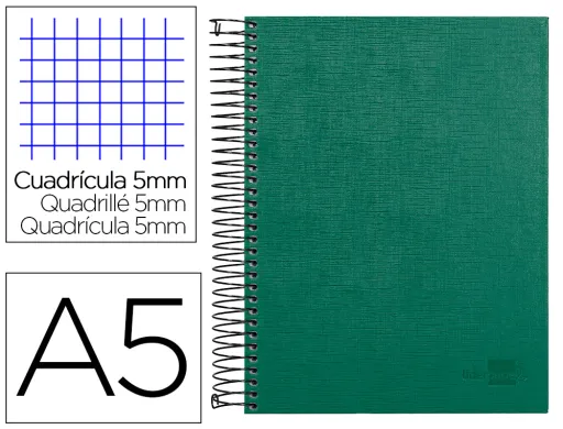 Caderno Espiral Paper Coat 160 Folhas A5 Quadriculado Verde