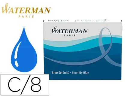 Tinta Waterman Azul Florida Caixa com 8 Cartuchos Largos Std.