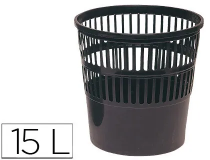 Cesto de Papeis Plástico Preto 275 X 275 mm Capacidade para 15 Litros