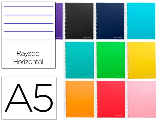 Caderno Espiral A5 Micro Jolly Capa Forrada 140f 75 gr Pautado 5 Bandas 6 Furos Cores Sortidas