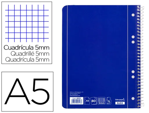 Caderno Espiral Capa Azul 80 F Din A5 Quadriculado