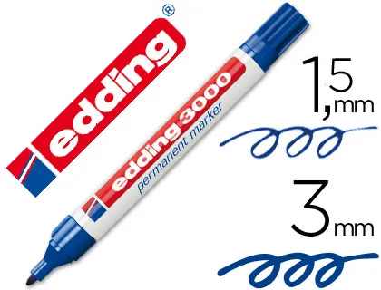 Marcador Edding 3000 Azul-Ponta Redonda 3 mm