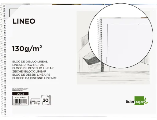 Bloco de Desenho Lineal Espiral 230x325mm 20 Folhas 130gr Perfurado