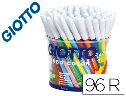 Marcador Giotto Turbo Cor Copo de 96 Unds. 12 Cores 8 Unidades de Cada Cor Lavaveis com Ponta Bloqueada