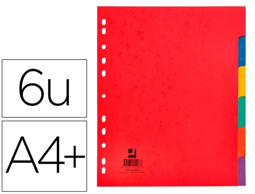 Separador Q-Connect Cartolina Brilho Conjunto de 6 Separadores Din A4 Multiperfurado