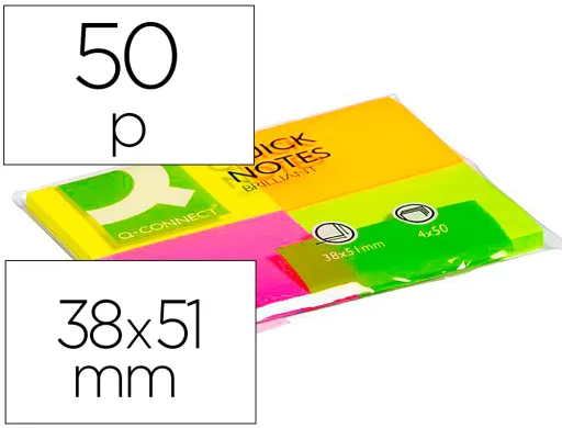 Bloco de Notas Adesivas Q-Connect Fluorescente 40 X 50 mm