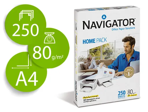 Papel Fotocopia Navigator Home Pack Din A4 80 gr Pack de 250 Folhas