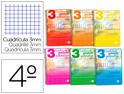 Caderno Espiral 40 Folhas Cuadriculado 3 mm 70 Grs