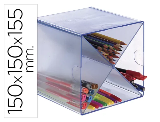 Cubo de Arquivo Archivo 2000 Aspa Organizador Modular Plastico Azul Transparente 150 x 150 x 155 mm Inclui 2 Clips