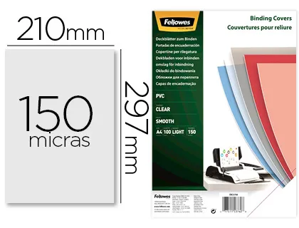 Capa de Encadernação Fellowes Pvc Din A4 Transparente 150 Microns Pack de 100 Unidades