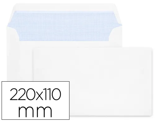 Envelope Americano Branco 110x220 mm Tira de Silicone Pack de 25 Unidades