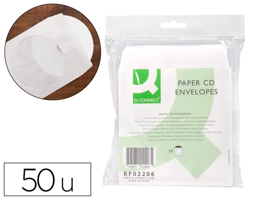 Envelope de Papel Q-Connect para Cd's/Dvd's Pack de 50 Unidades