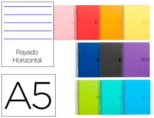 Caderno Espiral A5 Crafty Capa Forrada 80f 90 gr Pautado com Margem Cores Sortidas