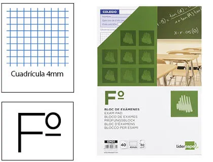 Bloco Exames Quadricula 4 mm Foli 40 Folhas 60g/m2