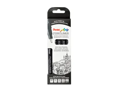 Marcador Pentel Pointliner com Tinta Pigmentada Cor Preto Conjunto de 5 Unidades