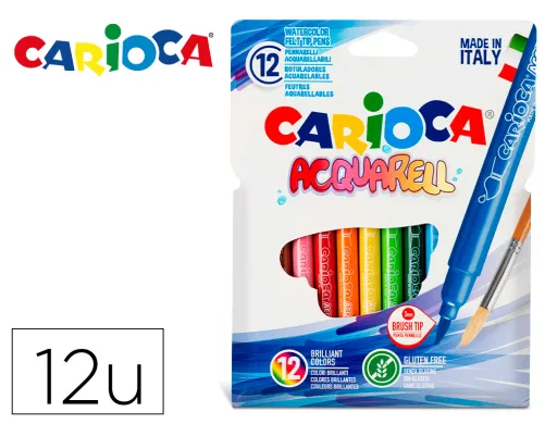 Rotulador Carioca Aquarelle Punta de Pincel Caja de 12 Colores Surtidos