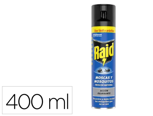 Inseticida Raid Spray Moscas e Mosquitos Frescura Natural Frasco de 400 ml