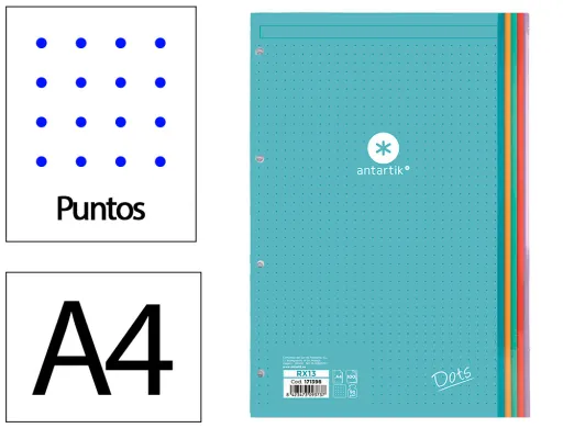 Recarga Liderpapel Antartik Dots a4 100 Folhas 90 gr Pontilhado 4 Furos Bandas de 5 Cores