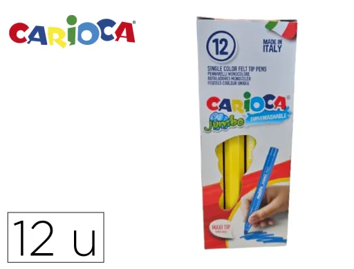 Marcador Carioca Jumbo Amarelo Ponta Grossa Caixa de 12 Unidades