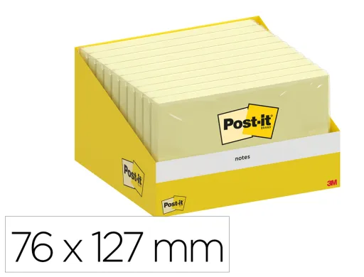 Bloco de Notas Adesivas Post-it 76x127 mm 100 Folhas Amarelo Canario Retratilado Individualmente