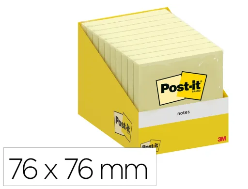 Bloco de Notas Adesivas Post-it 76x76 mm 100 Folhas Amarelo Canario Retratilado Individualmente